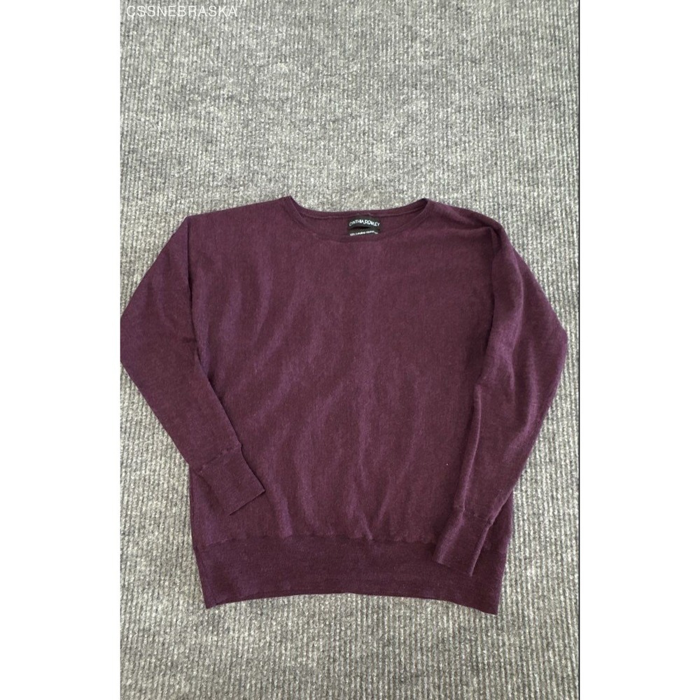 Cynthia Rowley Women's Purple Extrafine Merino Wool Button Back Sweater‎ Sz S